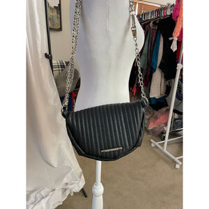 Women's Steve Madden Black Silver Chain Crossbody Bag One Size